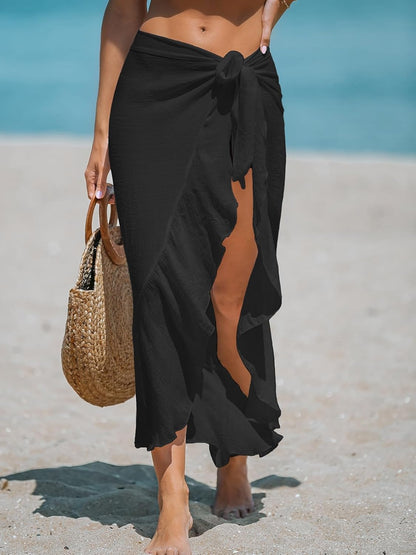 Damen Sarong Cover Ups Badeanzug Wickelrock Selbstbinden Strand Cover Up Rüschen Wraps Einheitsgröße