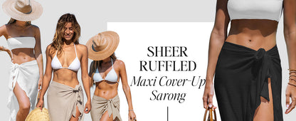 Damen Sarong Cover Ups Badeanzug Wickelrock Selbstbinden Strand Cover Up Rüschen Wraps Einheitsgröße