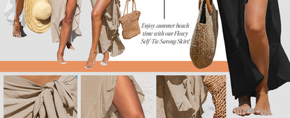 Damen Sarong Cover Ups Badeanzug Wickelrock Selbstbinden Strand Cover Up Rüschen Wraps Einheitsgröße