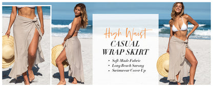 Damen Sarong Cover Ups Badeanzug Wickelrock Selbstbinden Strand Cover Up Rüschen Wraps Einheitsgröße