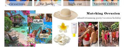 Women's Sexy Criss Cross Halter One Piece Swimsuit Cut Out Backless Monokini Beach Vacation Bathing Suit