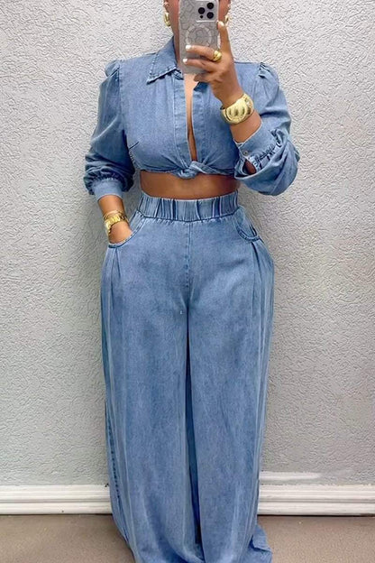 Damen Sexy Kink Langarm Top und Hose Anzug