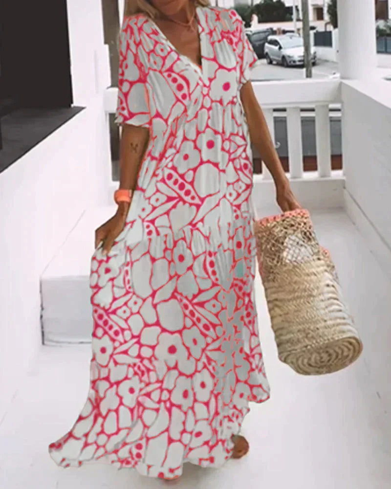 Women's Shift Flowy Mini Dress in Print for Holiday and Resort - Seldom Seen Styles