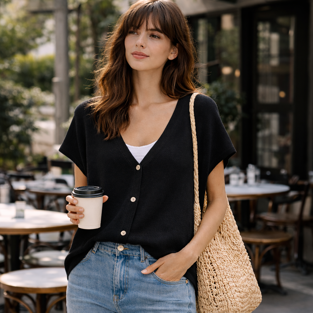 Women's Short Sleeve Knit Cardigan Open Front Lightweight Summer Layering Top Casual Vacation Outfit - Seldom Seen Styles