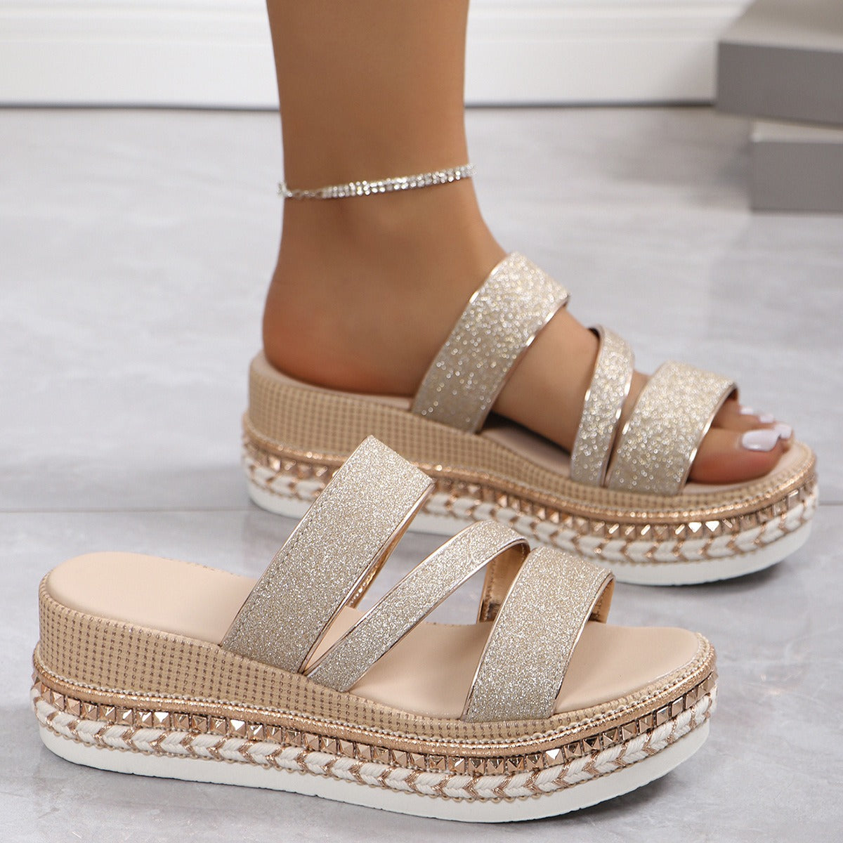 Women's Silver Zipper Hollow Fashion Sandals - Seldom Seen Styles