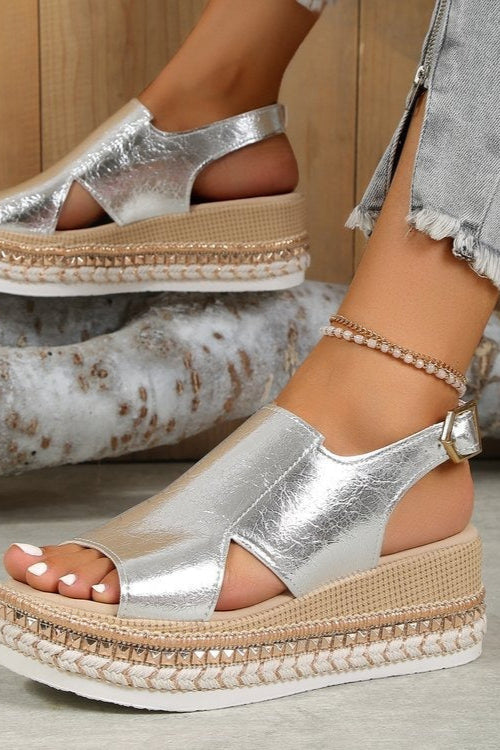 Women's Silver Zipper Hollow Fashion Sandals - Seldom Seen Styles