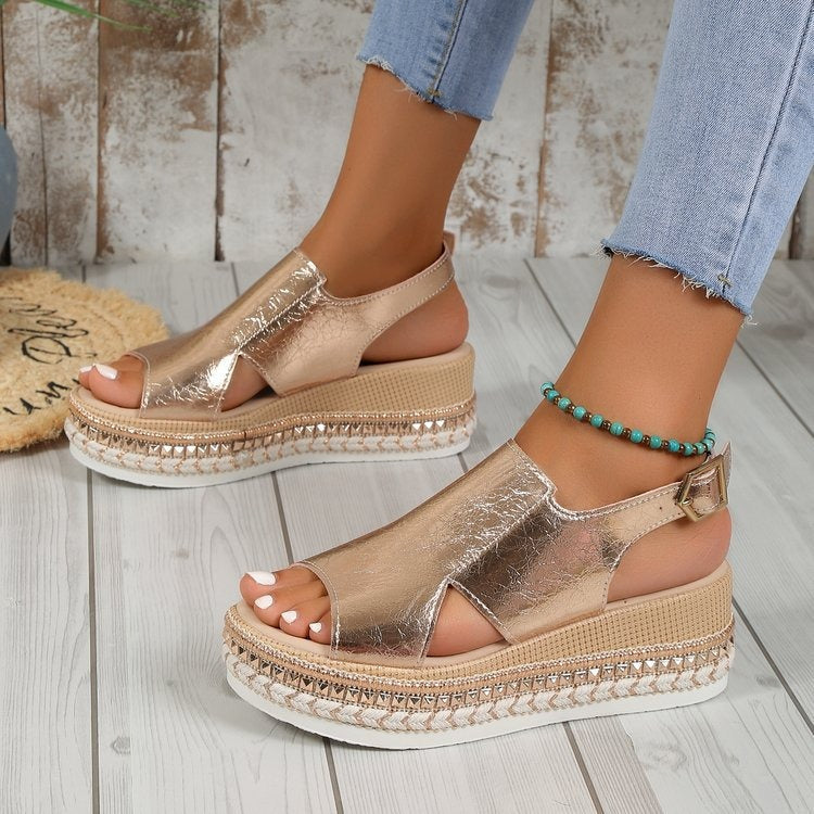 Women's Silver Zipper Hollow Fashion Sandals - Seldom Seen Styles