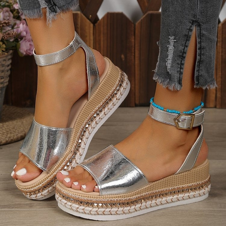 Women's Silver Zipper Hollow Fashion Sandals - Seldom Seen Styles