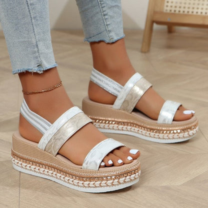 Women's Silver Zipper Hollow Fashion Sandals