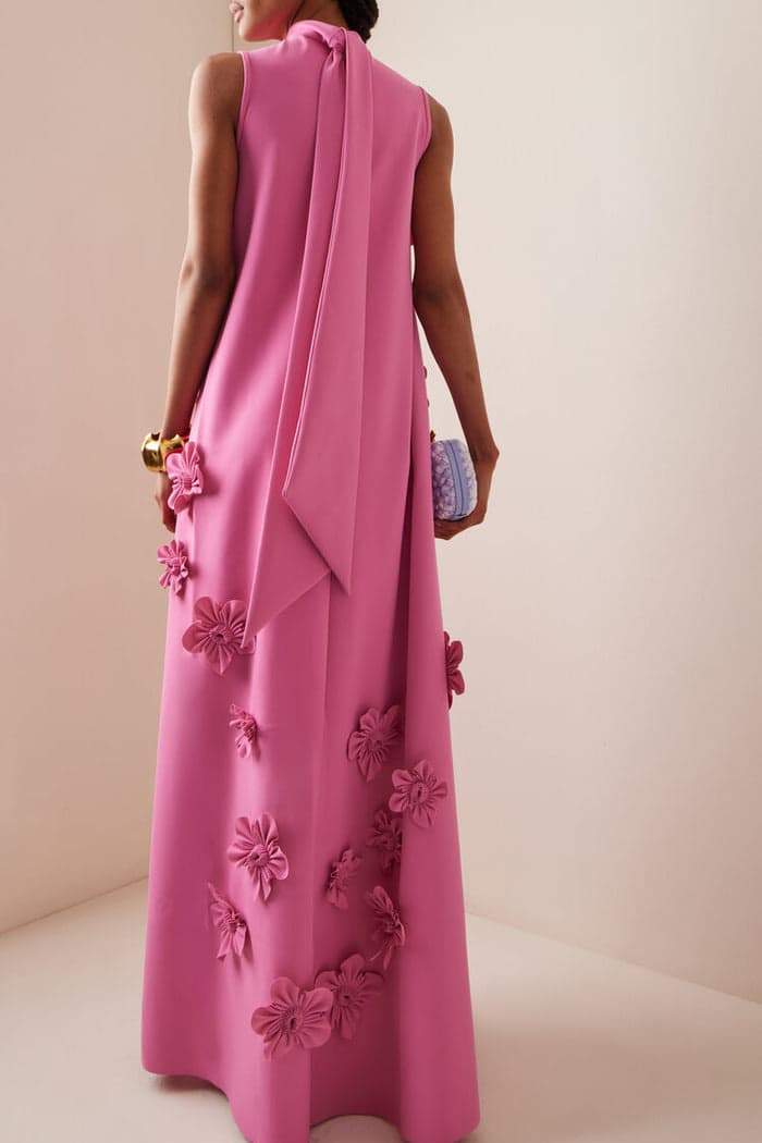 Women's Sleeveless Floral Embellished Maxi Dress Elegant Formal Gown Summer Wedding Guest Evening - Seldom Seen Styles