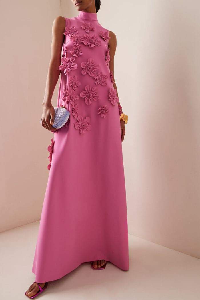 Women's Sleeveless Floral Embellished Maxi Dress Elegant Formal Gown Summer Wedding Guest Evening - Seldom Seen Styles
