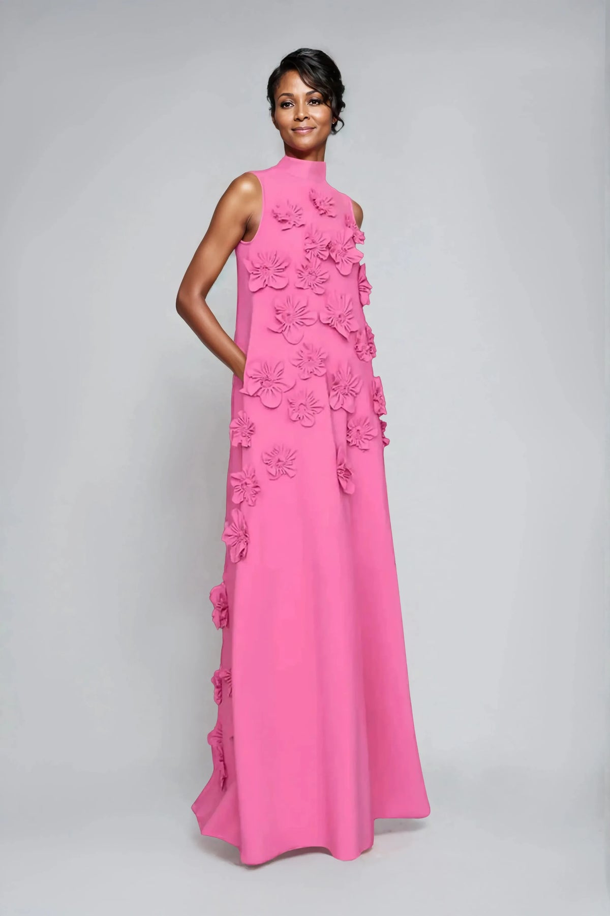 Women's Sleeveless Floral Embellished Maxi Dress Elegant Formal Gown Summer Wedding Guest Evening - Seldom Seen Styles