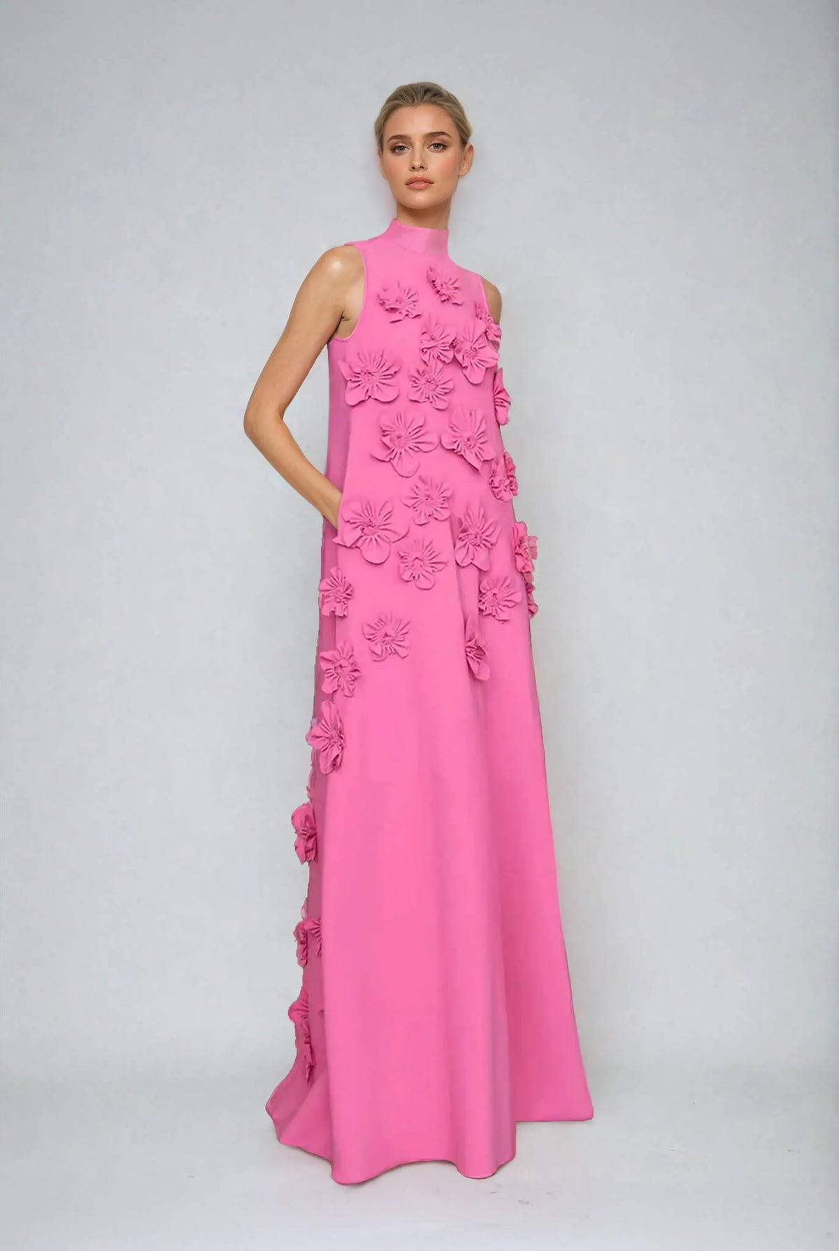 Women's Sleeveless Floral Embellished Maxi Dress Elegant Formal Gown Summer Wedding Guest Evening - Seldom Seen Styles