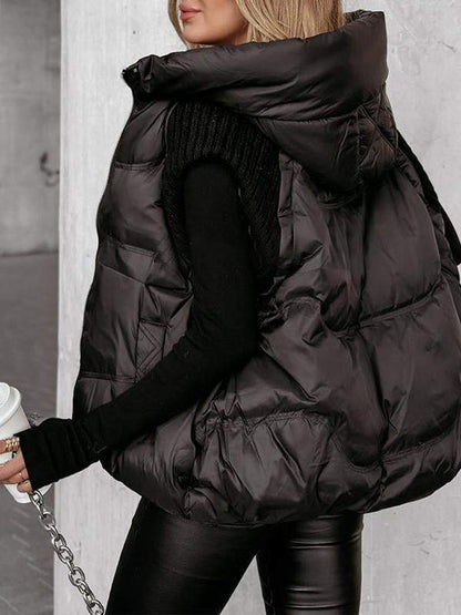 Manteau gilet en coton tricoté patchwork sans manches pour femme