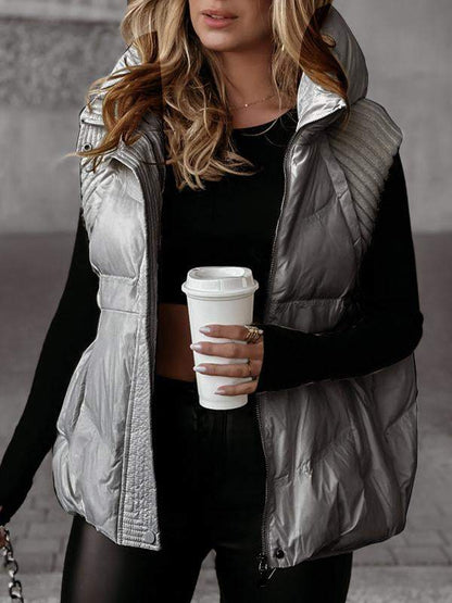 Manteau gilet en coton tricoté patchwork sans manches pour femme