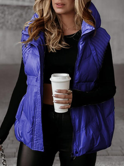 Manteau gilet en coton tricoté patchwork sans manches pour femme