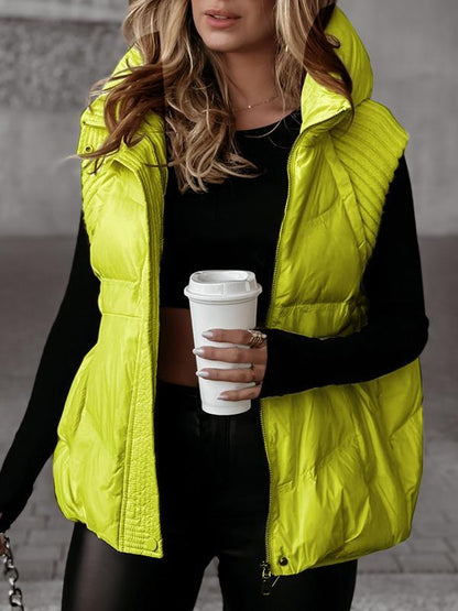 Manteau gilet en coton tricoté patchwork sans manches pour femme