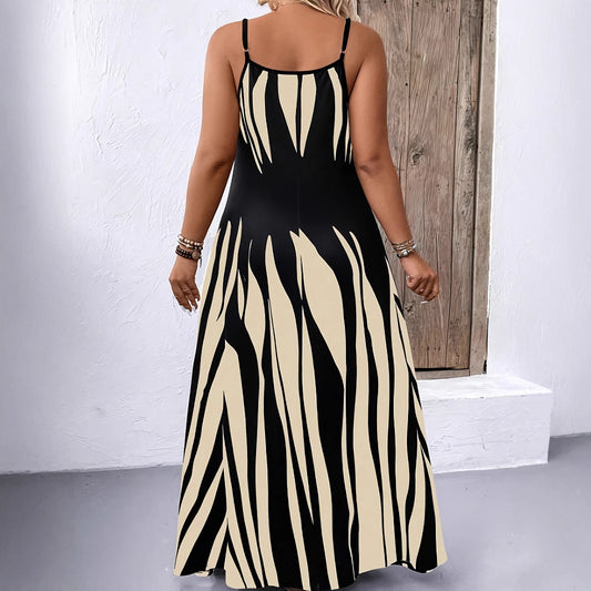 Women's Sleeveless Maxi Dress Abstract Print Halter Neck Summer Beach Dress Vacation Resort Wear Dress - Seldom Seen Styles