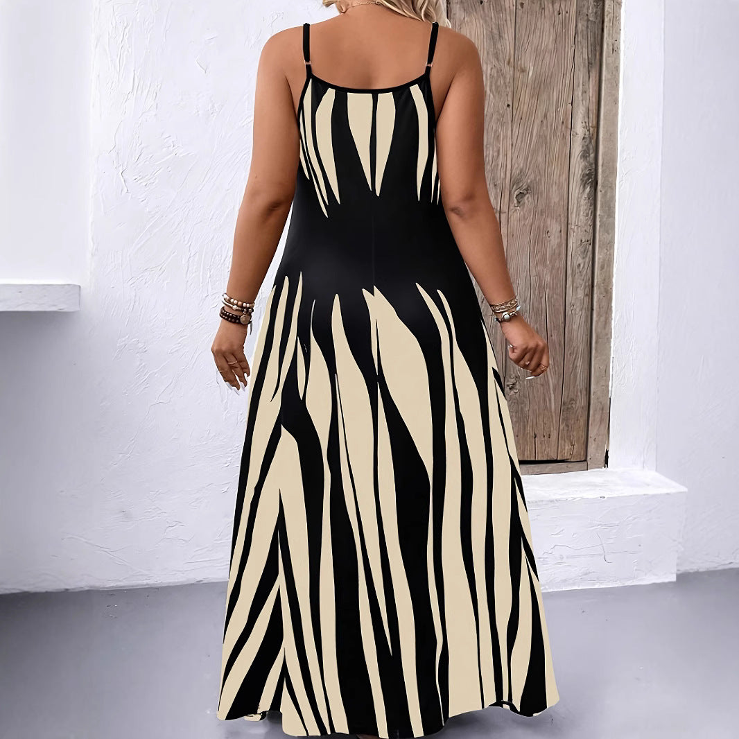 Women's Sleeveless Maxi Dress Abstract Print Halter Neck Summer Beach Dress Vacation Resort Wear Dress - Seldom Seen Styles