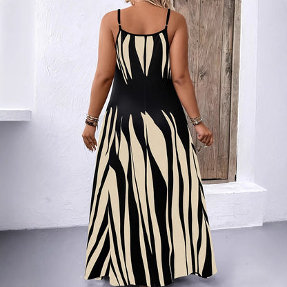 Women's Sleeveless Maxi Dress Abstract Print Halter Neck Summer Beach Dress Vacation Resort Wear Dress