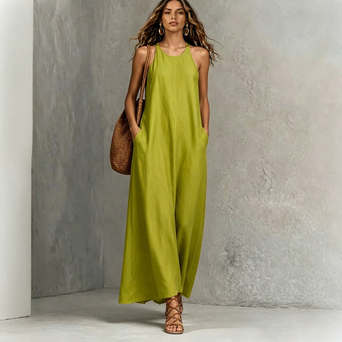 Women's Sleeveless Maxi Dress Casual Loose Fit Summer Sundress Elegant Solid Color Flowy Beach Vacation Dress - Seldom Seen Styles
