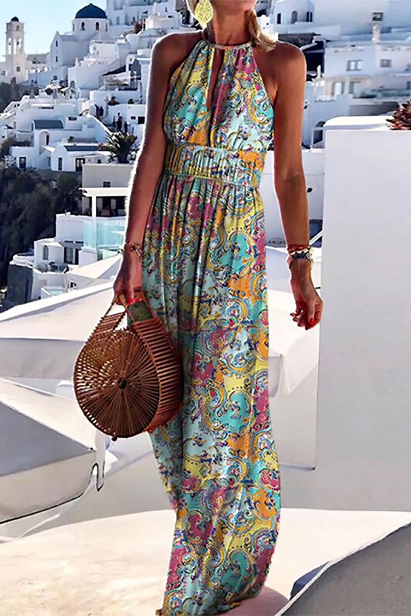 Women's Sleeveless Open Back Floral Maxi Dress Boho Vacation Summer Beach Dress - Seldom Seen Styles