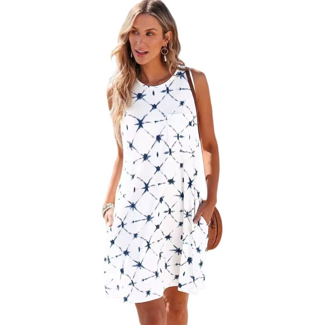 Women's Sleeveless Shift Dress Floral Print Casual Summer Dress Pocket Beach Vacation Sundress - Seldom Seen Styles
