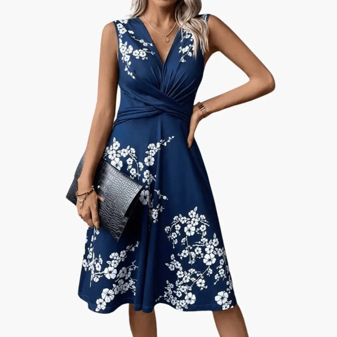Women’s Sleeveless V - Neck Floral Midi Dress - Seldom Seen Styles