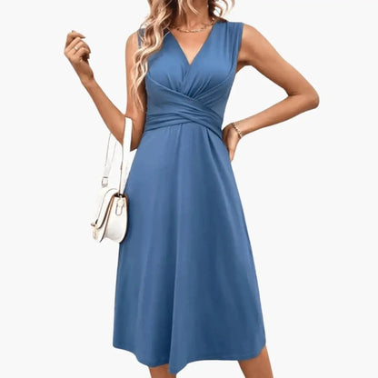 Women’s Sleeveless V - Neck Floral Midi Dress