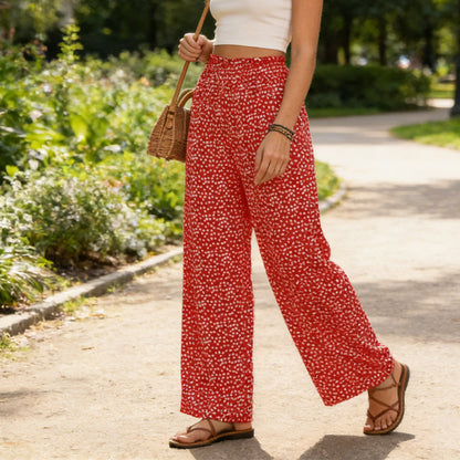 Women's Smocked High Waist Wide Leg Pants