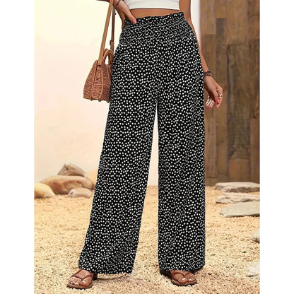 Women's Smocked High Waist Wide Leg Pants