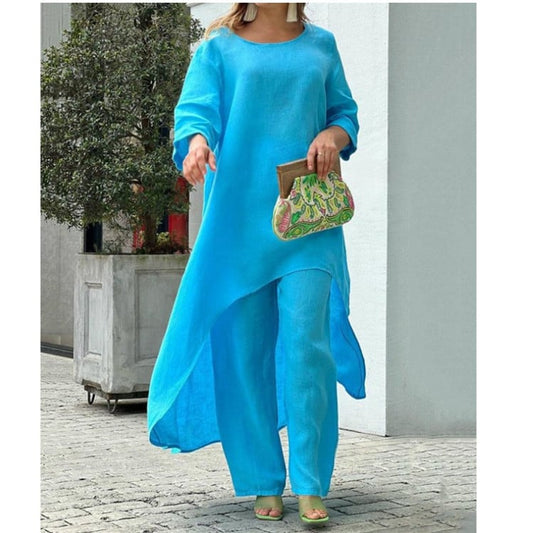 💕Women's Solid Color Linen Fashionable Casual Suit💃💃 - Seldom Seen Styles