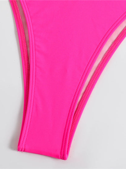 Women's Split Strap Triangle Bikini Set Solid Color Sexy Two Piece Swimsuit Beach Vacation Summer Swimwear