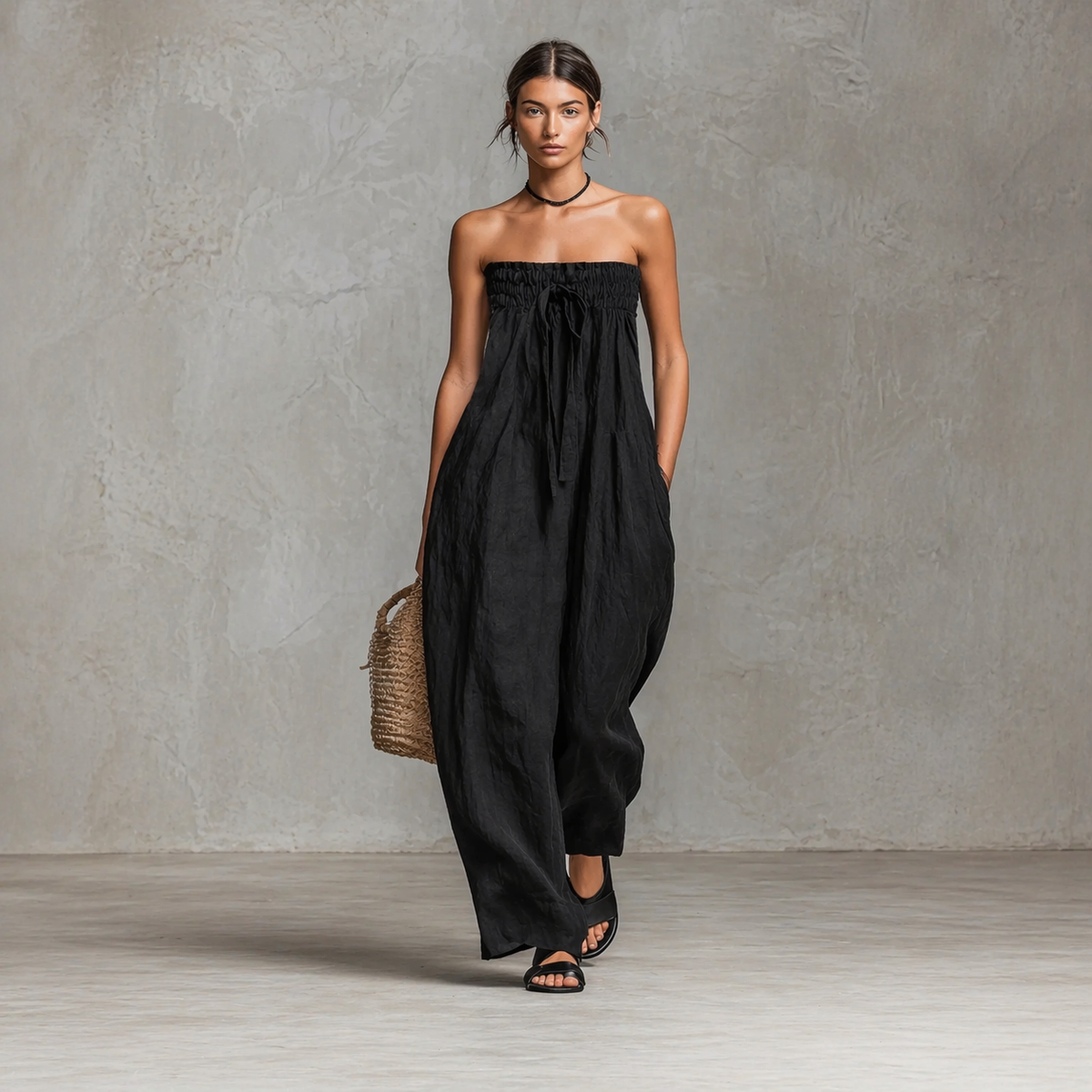 Women's Strapless Maxi Dress Loose Fit Smocked Tube Dress Casual Summer Vacation Dress - Seldom Seen Styles