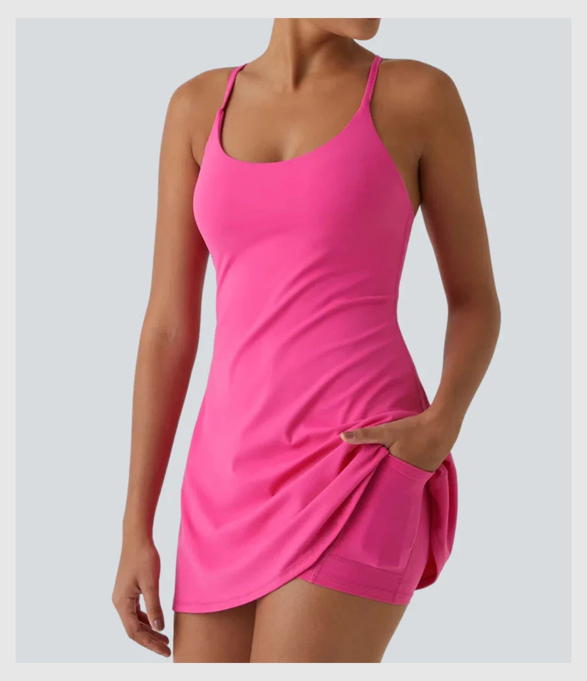 Women's Strappy Backless Built-In Bra Active Dress Sleeveless Slim Fit Summer Vacation Casual Mini Dress - Seldom Seen Styles
