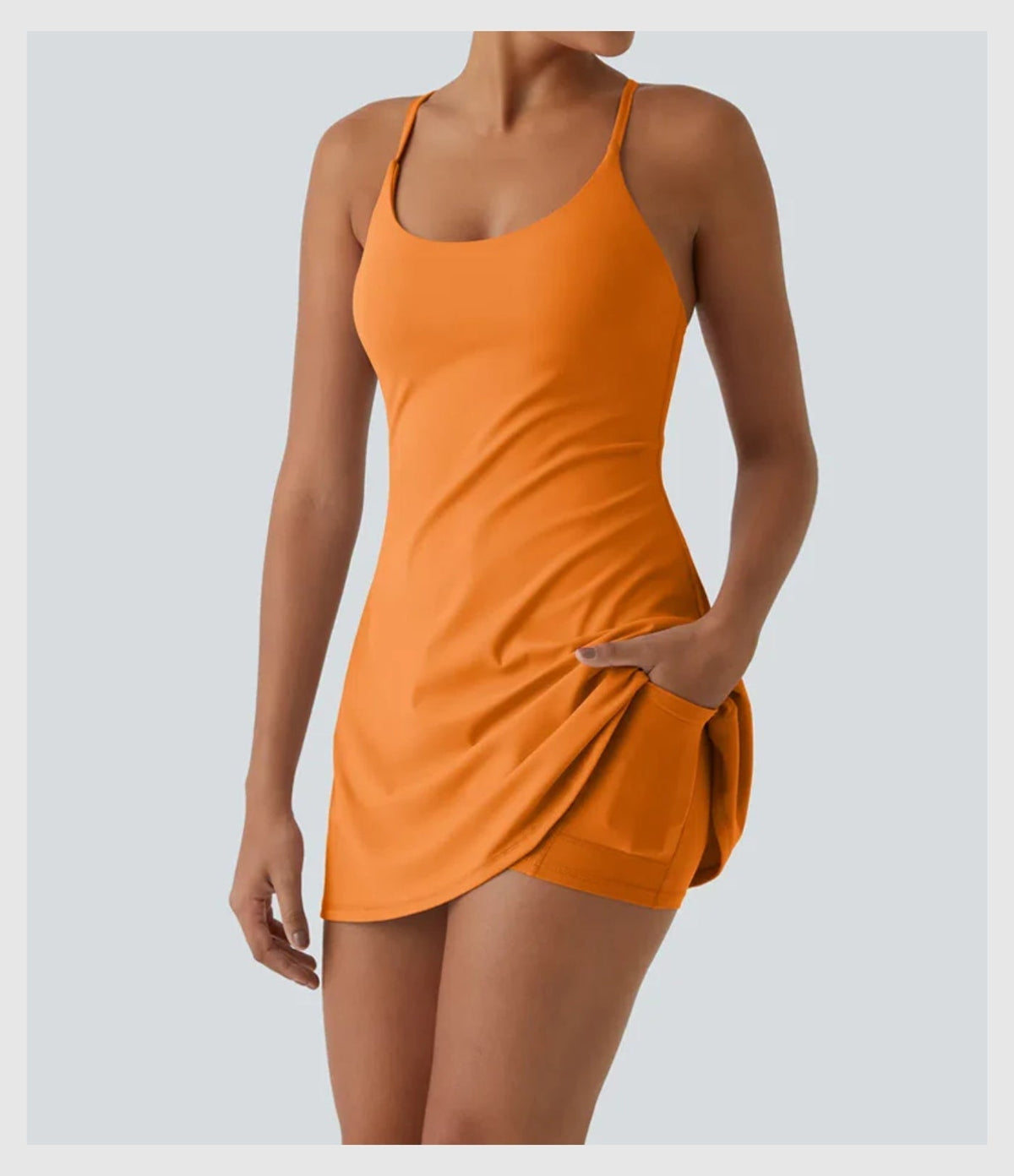 Women's Strappy Backless Built-In Bra Active Dress Sleeveless Slim Fit Summer Vacation Casual Mini Dress - Seldom Seen Styles
