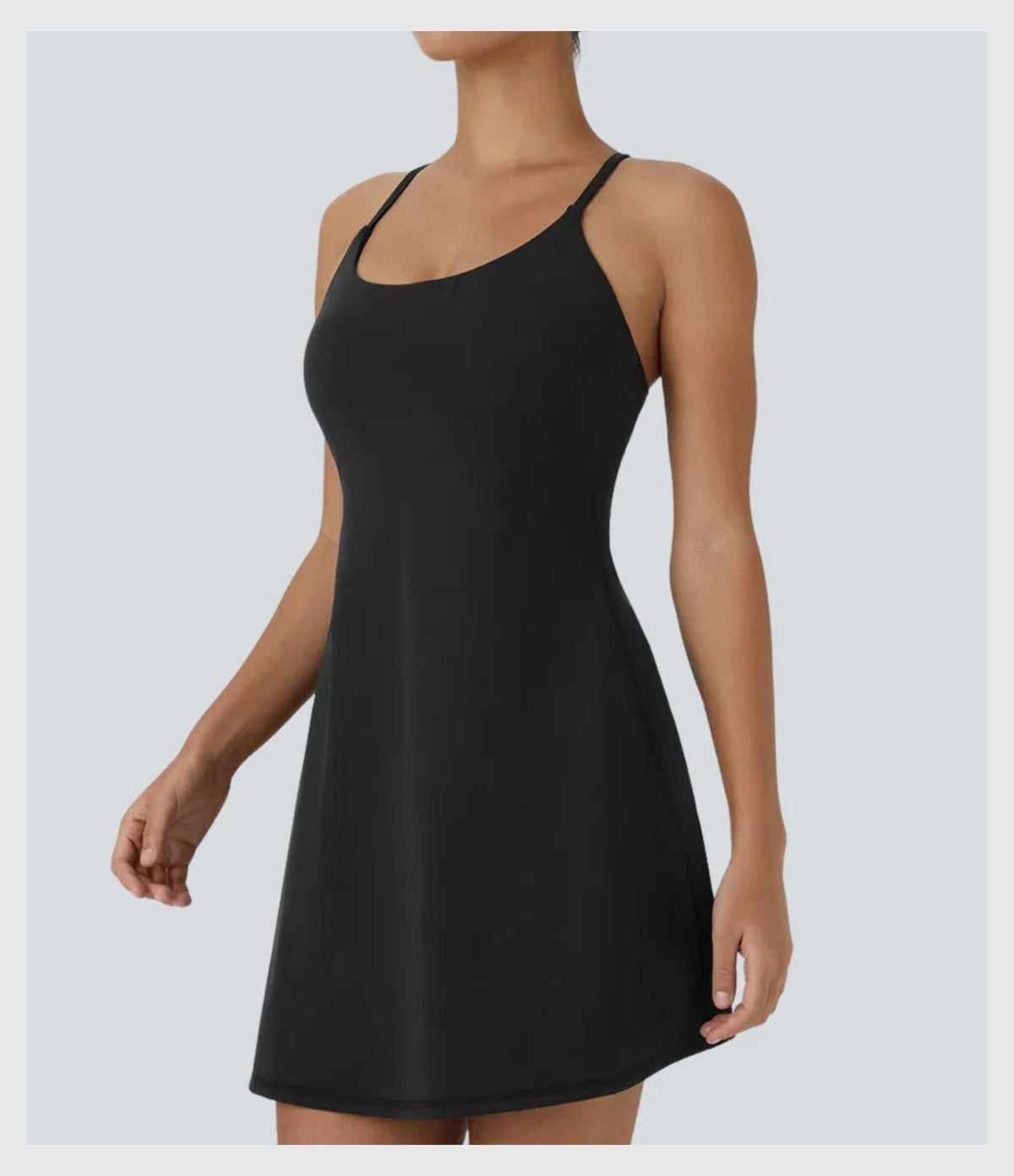 Women's Strappy Backless Built-In Bra Active Dress Sleeveless Slim Fit Summer Vacation Casual Mini Dress - Seldom Seen Styles
