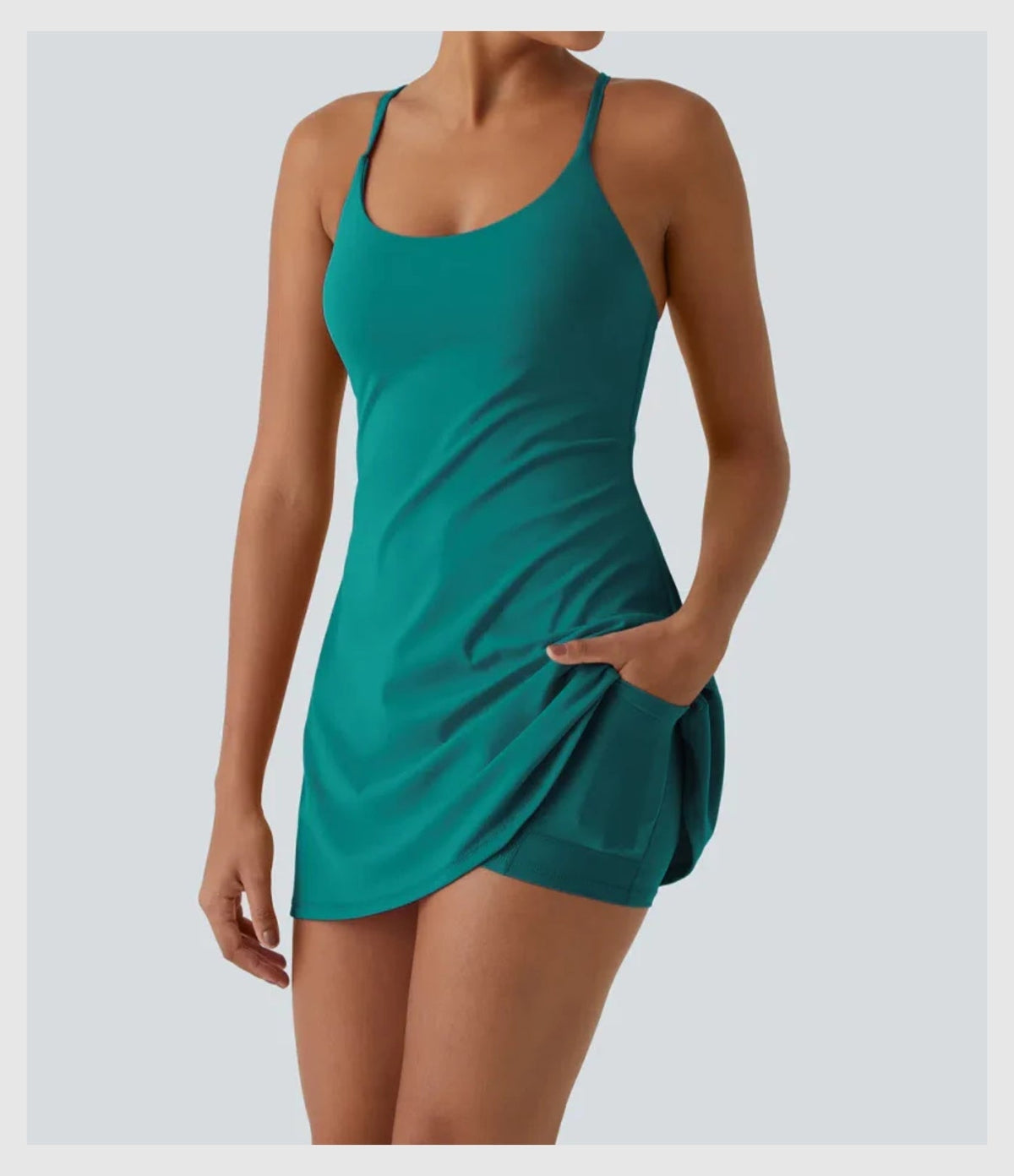 Women's Strappy Backless Built-In Bra Active Dress Sleeveless Slim Fit Summer Vacation Casual Mini Dress - Seldom Seen Styles