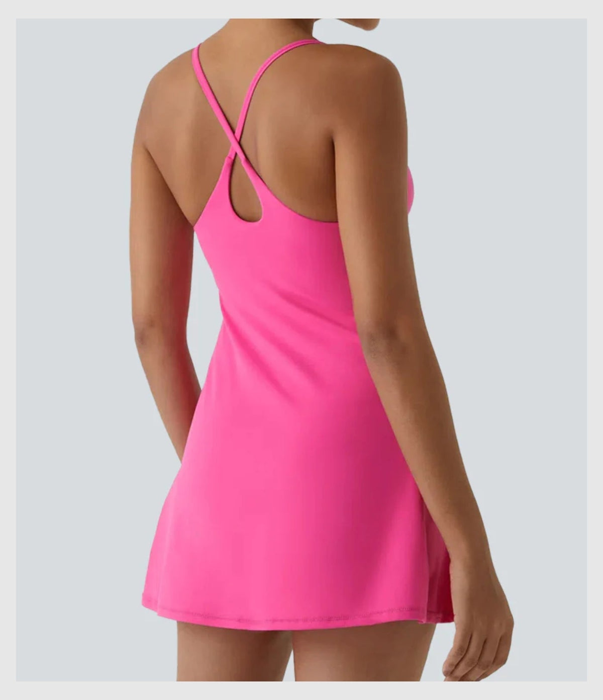 Women's Strappy Backless Built-In Bra Active Dress Sleeveless Slim Fit Summer Vacation Casual Mini Dress - Seldom Seen Styles