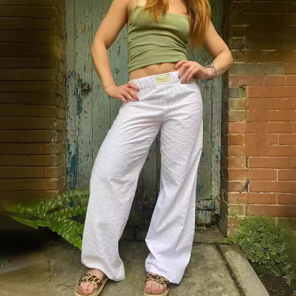 Women's Striped Wide Leg Pants High Waist Loose Casual Street Summer Vacation Trousers - Seldom Seen Styles