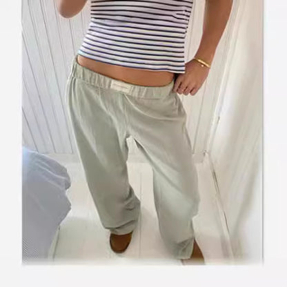 Women's Striped Wide Leg Pants High Waist Loose Casual Street Summer Vacation Trousers