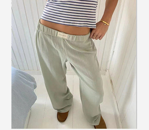 Women's Striped Wide Leg Pants High Waist Loose Casual Street Summer Vacation Trousers - Seldom Seen Styles