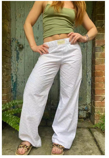 Women's Striped Wide Leg Pants High Waist Loose Casual Street Summer Vacation Trousers - Seldom Seen Styles