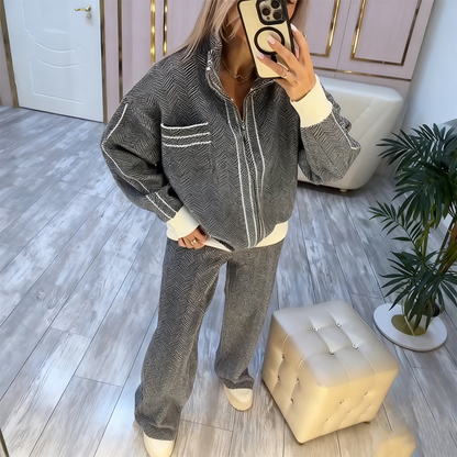 Damen stilvolles Jacken- & Hosen-Zweiteiler-Set