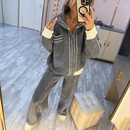 Damen stilvolles Jacken- & Hosen-Zweiteiler-Set