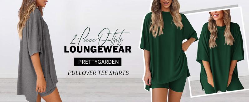 Women's Summer Two-Piece Set 2025 Casual Oversized Crewneck Split Hem Shirts & Side Pocket Biker Shorts Minimalist Lounge Wear Soft Viscose Fabric Comfy Homewear Cozy Pjs - Seldom Seen Styles