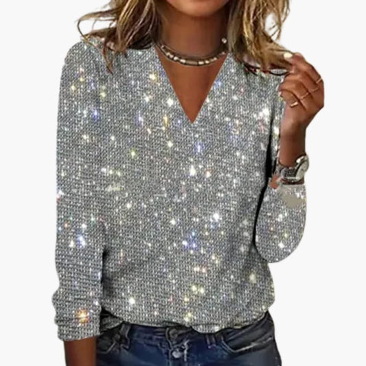 Women's Sweater with V-Neck and Textured Surface - Seldom Seen Styles