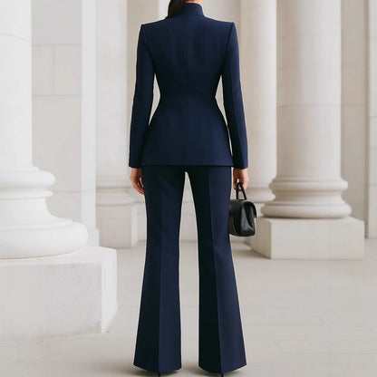 Women's Tailored Pants Suit Elegant Blazer and Wide Leg Trousers Two Piece Set Business Professional Office Outfit