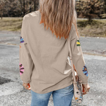 Damen Thanksgiving Sweatshirt mit Pailletten-Truthahn-Grafik, kordiert, weit geschnitten, langärmelig, Winter-Outfit, Rundhalsausschnitt, lässige Oberteile für bequemes Tragen