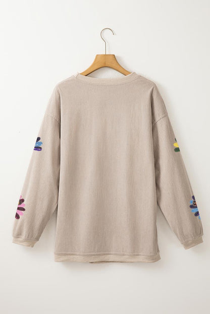 Damen Thanksgiving Sweatshirt mit Pailletten-Truthahn-Grafik, kordiert, weit geschnitten, langärmelig, Winter-Outfit, Rundhalsausschnitt, lässige Oberteile für bequemes Tragen